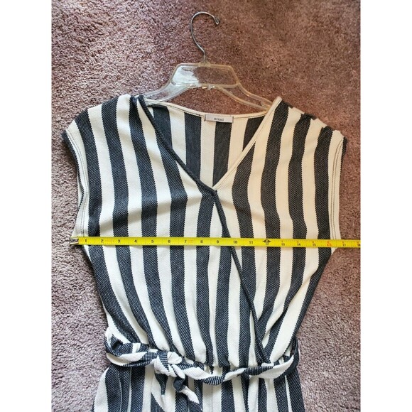 Acemi Striped Jumpsuit Cropped Leg Elastic At Waist Modesty Button At Chest - Picture 7 of 8